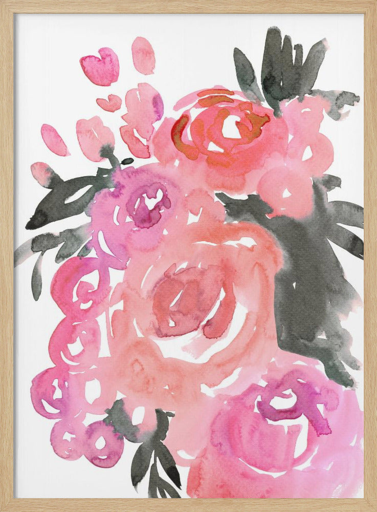 Maeko loose watercolor florals II - Stretched Canvas, Poster or Fine Art Print I Heart Wall Art