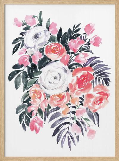 Harriet bouquet in raspberry pink - Stretched Canvas, Poster or Fine Art Print I Heart Wall Art