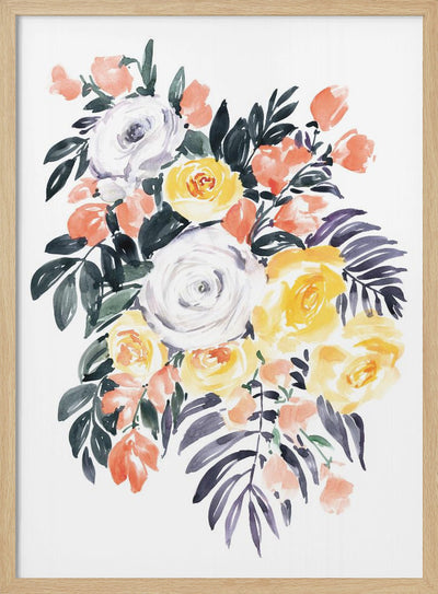 Harriet bouquet in coral - Stretched Canvas, Poster or Fine Art Print I Heart Wall Art