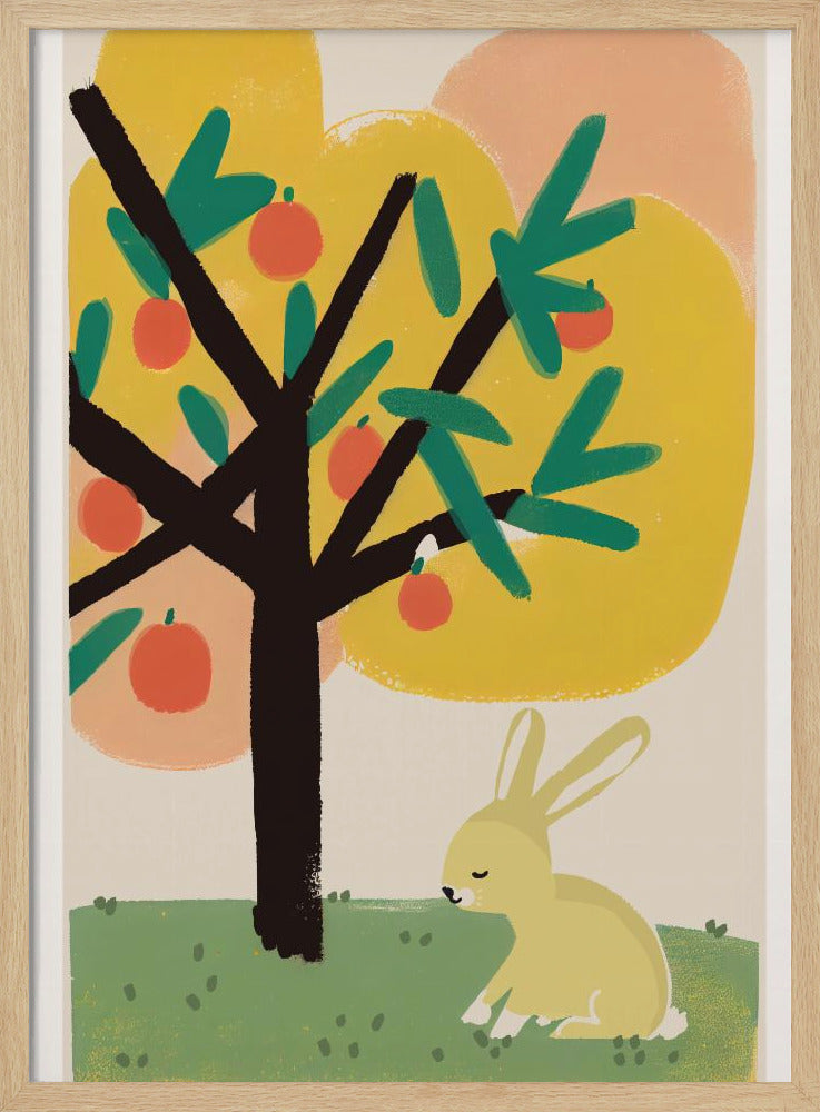 Bunny Under Apple Tree - Stretched Canvas, Poster or Fine Art Print I Heart Wall Art