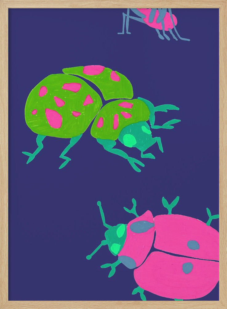 Midnight Ladybugs - Stretched Canvas, Poster or Fine Art Print I Heart Wall Art