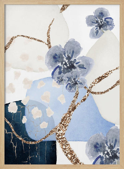 Floral Blue-3 - Stretched Canvas, Poster or Fine Art Print I Heart Wall Art