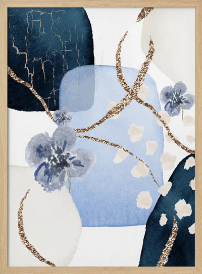 Floral Blue-2 - Stretched Canvas, Poster or Fine Art Print I Heart Wall Art