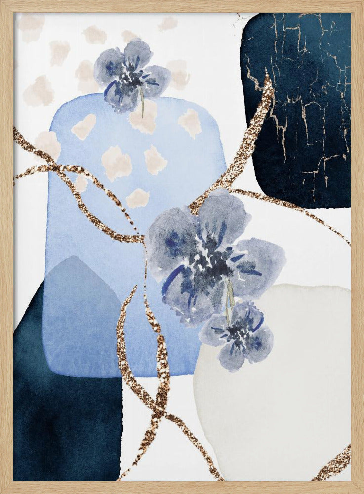 Floral Blue-1 - Stretched Canvas, Poster or Fine Art Print I Heart Wall Art