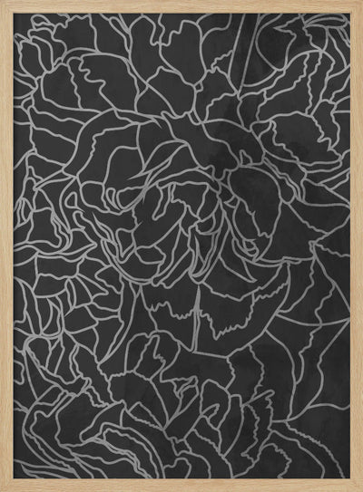 Abstract black white peony line art - Stretched Canvas, Poster or Fine Art Print I Heart Wall Art