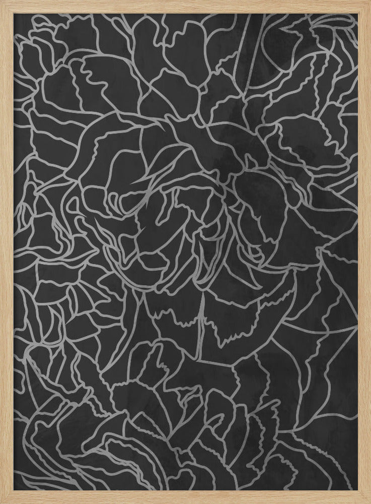 Abstract black white peony line art - Stretched Canvas, Poster or Fine Art Print I Heart Wall Art