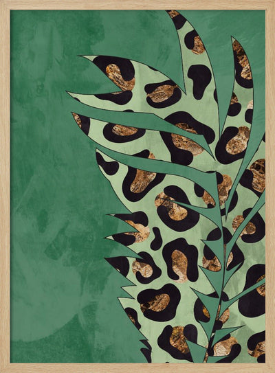 Green leopard print palm leaf - Stretched Canvas, Poster or Fine Art Print I Heart Wall Art