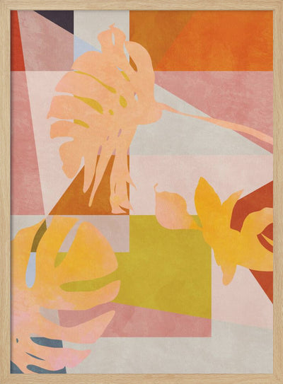 Organic Bauhaus Geometry Leaves - Stretched Canvas, Poster or Fine Art Print I Heart Wall Art