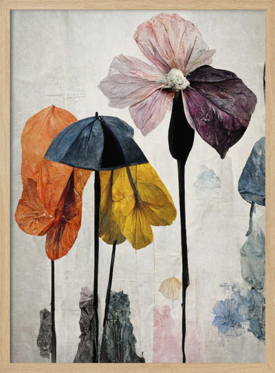 Umbrella Flowers No2 - Stretched Canvas, Poster or Fine Art Print I Heart Wall Art