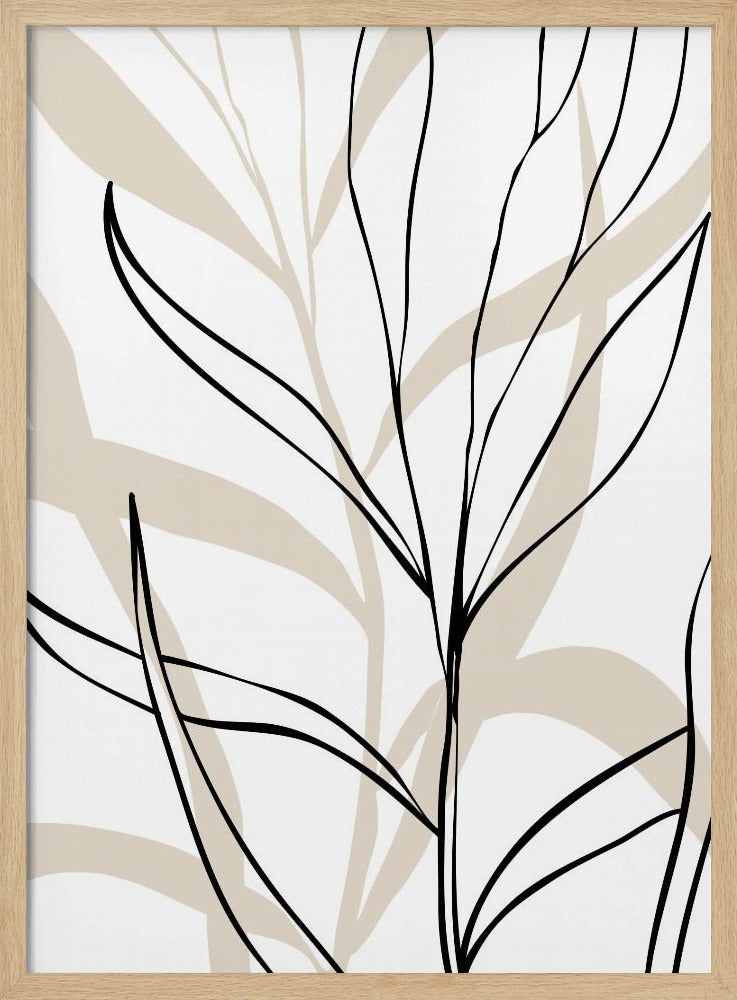Lively Line Leaves - Stretched Canvas, Poster or Fine Art Print I Heart Wall Art
