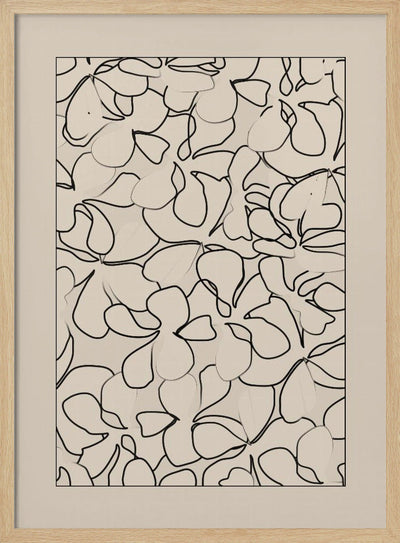 Seamless Pattern of Outlined Flowers - Stretched Canvas, Poster or Fine Art Print I Heart Wall Art