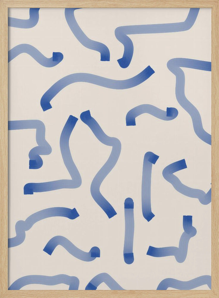 Blue Meandering Paths - Stretched Canvas, Poster or Fine Art Print I Heart Wall Art