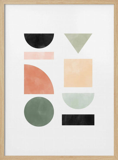 Abstract Geometric With Colorful Shapes - Stretched Canvas, Poster or Fine Art Print I Heart Wall Art