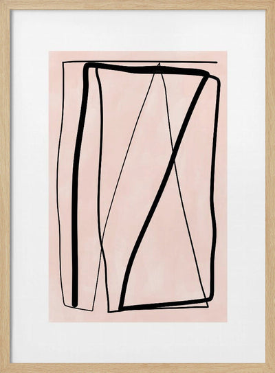 Black Lines On A Soft Peach Background - Stretched Canvas, Poster or Fine Art Print I Heart Wall Art