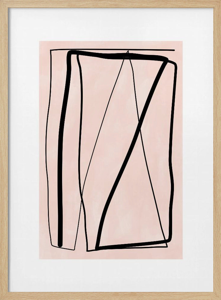 Black Lines On A Soft Peach Background - Stretched Canvas, Poster or Fine Art Print I Heart Wall Art