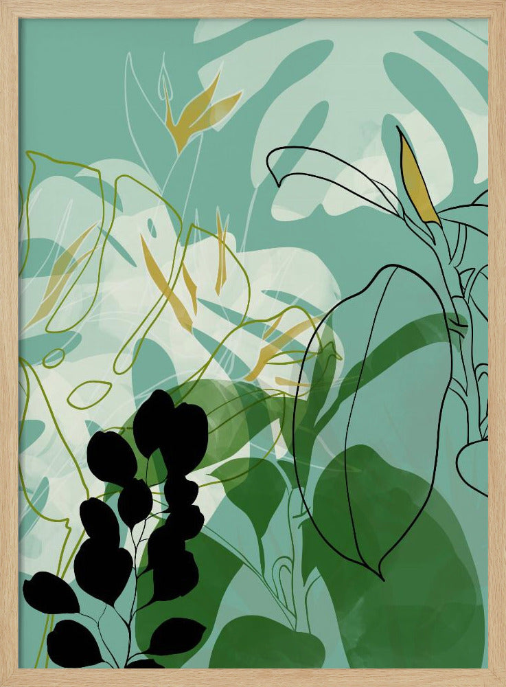 Leaves Line Boho2 - Stretched Canvas, Poster or Fine Art Print I Heart Wall Art