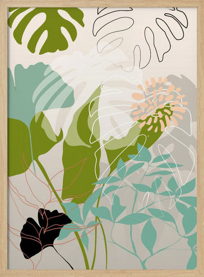 Leaves Line Boho3 Kopie - Stretched Canvas, Poster or Fine Art Print I Heart Wall Art