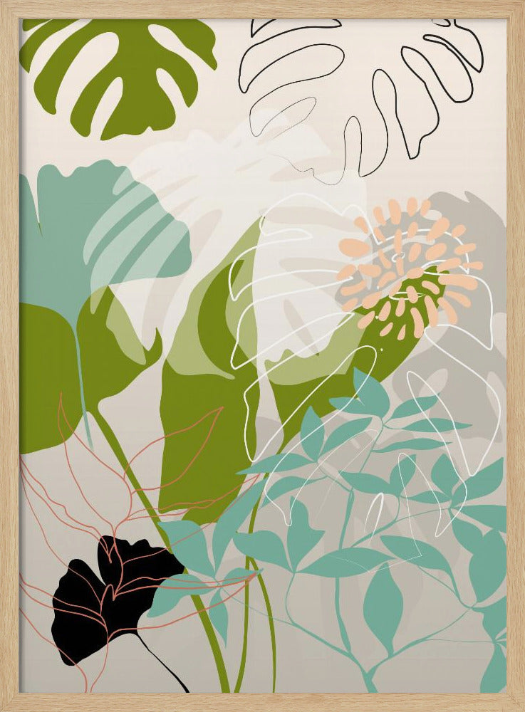 Leaves Line Boho3 Kopie - Stretched Canvas, Poster or Fine Art Print I Heart Wall Art