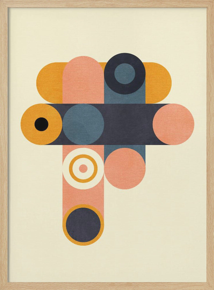 Rainbow Plus Shapes  Blue Mustard8 - Stretched Canvas, Poster or Fine Art Print I Heart Wall Art