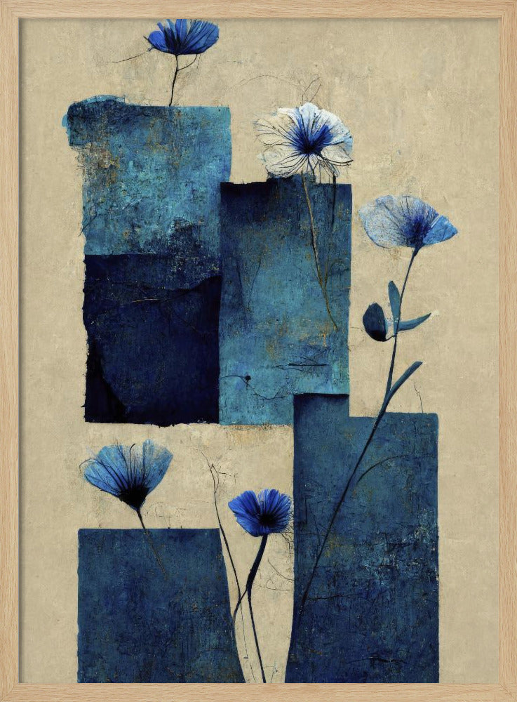 Blocks And Flowers - Stretched Canvas, Poster or Fine Art Print I Heart Wall Art