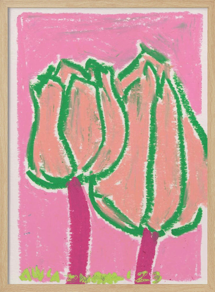 Pink Tulips - Stretched Canvas, Poster or Fine Art Print I Heart Wall Art