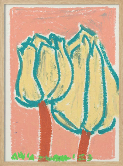 Pink Tulips Peach - Stretched Canvas, Poster or Fine Art Print I Heart Wall Art