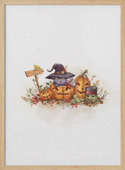 Witch Cat In the Halloween - Stretched Canvas, Poster or Fine Art Print I Heart Wall Art