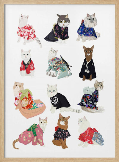 Cat In Kimono - Stretched Canvas, Poster or Fine Art Print I Heart Wall Art