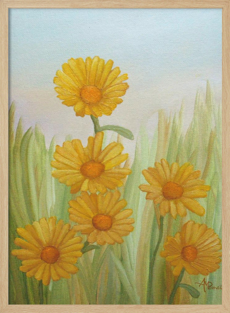 Field of Yellow Daisies - Stretched Canvas, Poster or Fine Art Print I Heart Wall Art