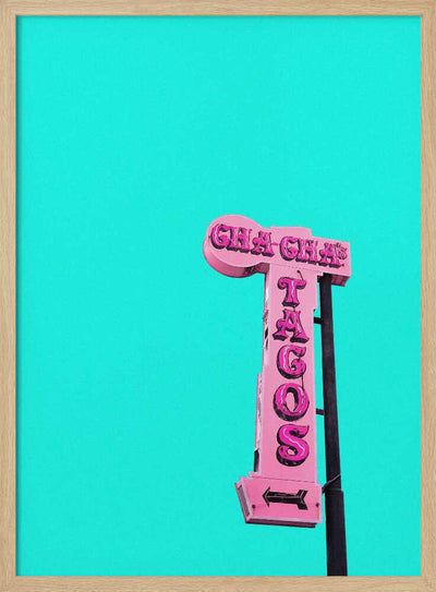 Cha-Cha's Tacos Sign - Stretched Canvas, Poster or Fine Art Print I Heart Wall Art