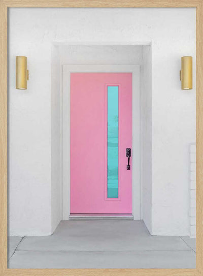 Pink Door with a Blue Window - Stretched Canvas, Poster or Fine Art Print I Heart Wall Art