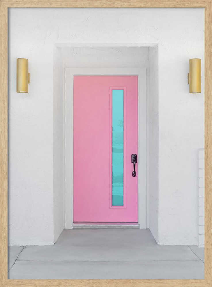 Pink Door with a Blue Window - Stretched Canvas, Poster or Fine Art Print I Heart Wall Art