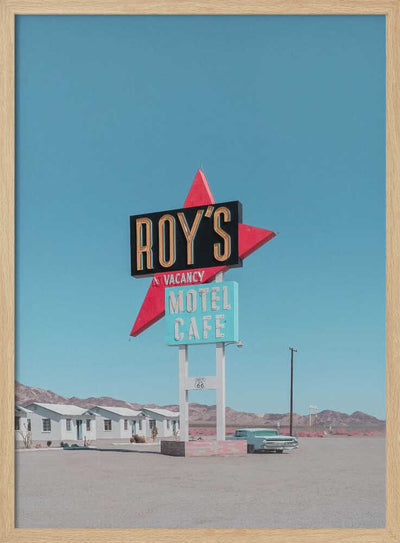 Roy&#039;s Motel Cafe Retro Sign - Stretched Canvas, Poster or Fine Art Print I Heart Wall Art