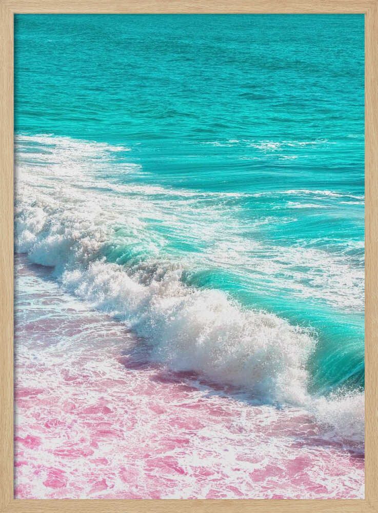 Waves Crashing in Pink and Blue - Stretched Canvas, Poster or Fine Art Print I Heart Wall Art