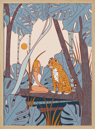 The Girl and the Leopard - Stretched Canvas, Poster or Fine Art Print I Heart Wall Art