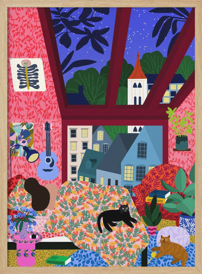 9933x14043 Din Sleeping 142 With a View.png - Stretched Canvas, Poster or Fine Art Print I Heart Wall Art