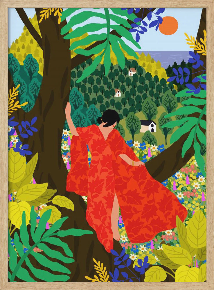 9933x14043 Din 76 Girl In a Tree - Stretched Canvas, Poster or Fine Art Print I Heart Wall Art