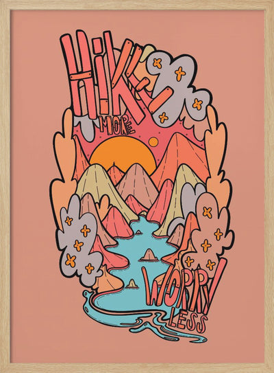 Hike More Worry Less - Stretched Canvas, Poster or Fine Art Print I Heart Wall Art