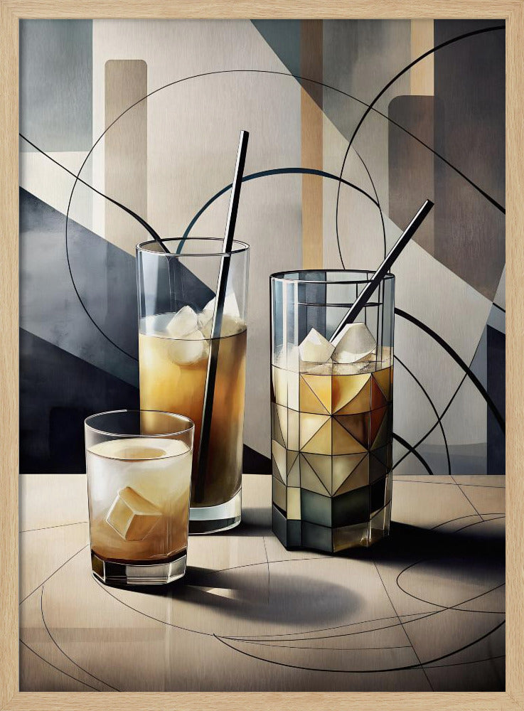 Cubist Cocktails - Stretched Canvas, Poster or Fine Art Print I Heart Wall Art