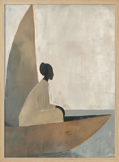 Woman On Boat - Stretched Canvas, Poster or Fine Art Print I Heart Wall Art