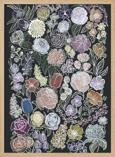 Ragni moody flowers in white - Stretched Canvas, Poster or Fine Art Print I Heart Wall Art