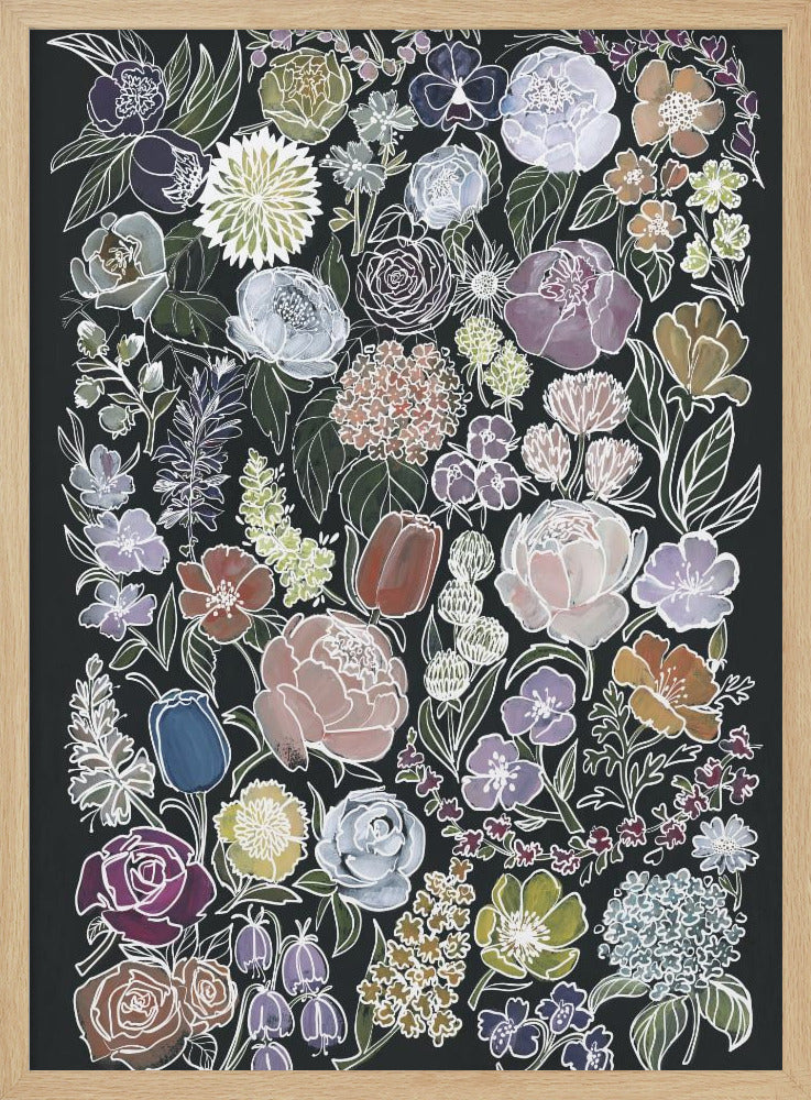 Ragni moody flowers in white - Stretched Canvas, Poster or Fine Art Print I Heart Wall Art