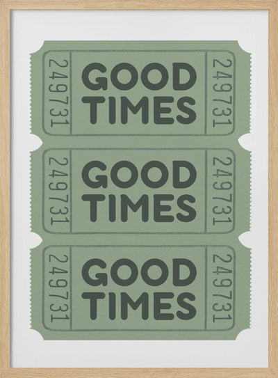 Sage Green Good Times Tickets - Stretched Canvas, Poster or Fine Art Print I Heart Wall Art