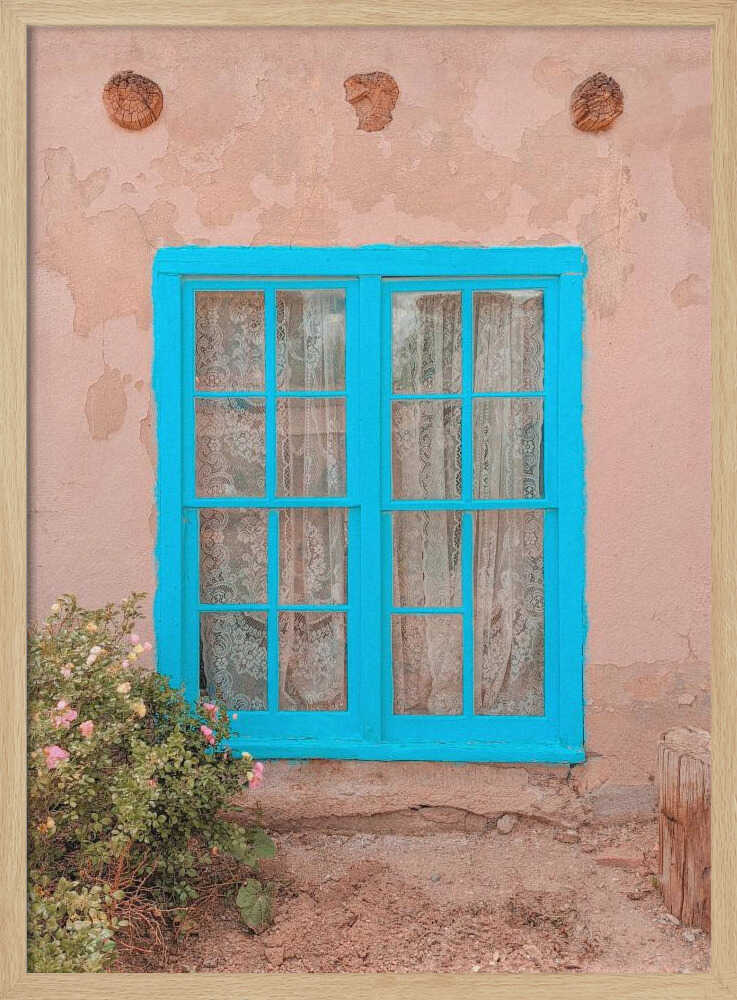 Turquoise Window - Taos, New Mexico - Stretched Canvas, Poster or Fine Art Print I Heart Wall Art