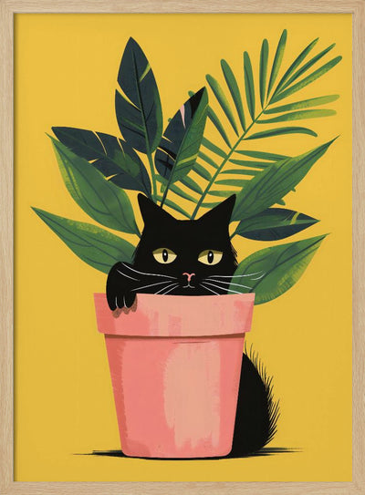 Cat In the Plant - Stretched Canvas, Poster or Fine Art Print I Heart Wall Art