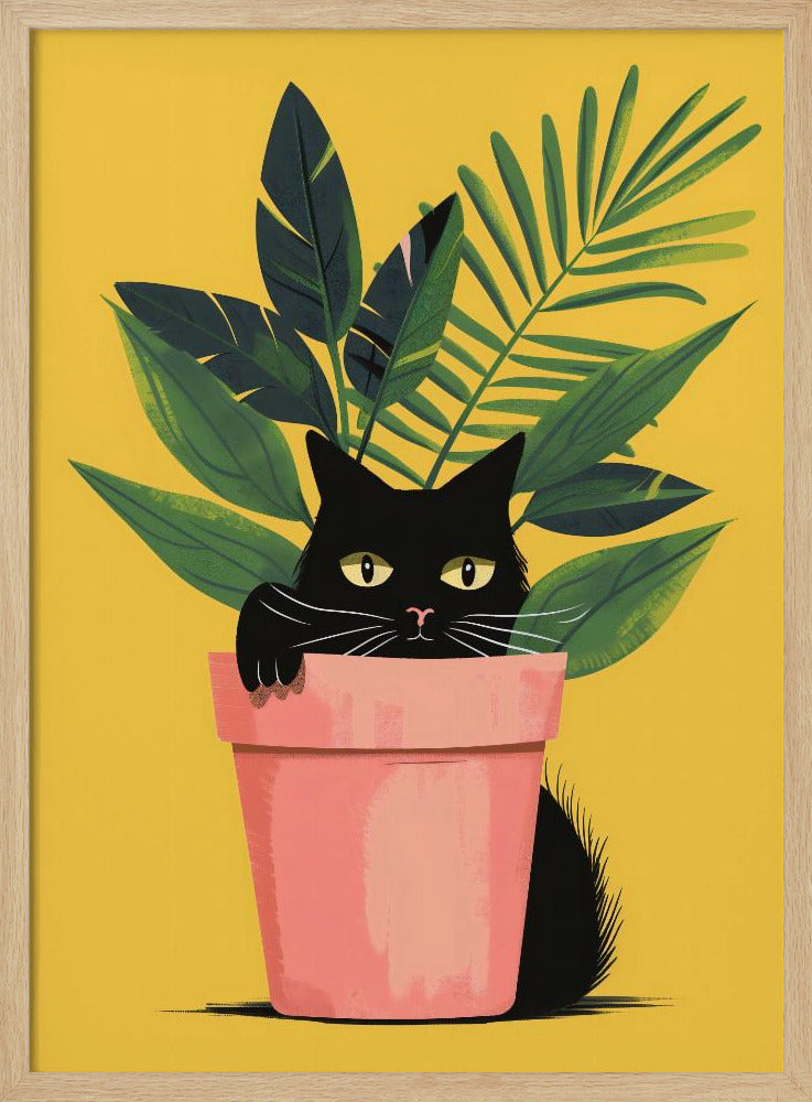 Cat In the Plant - Stretched Canvas, Poster or Fine Art Print I Heart Wall Art