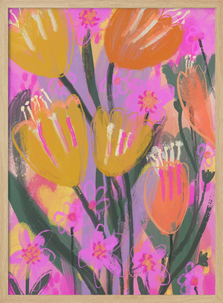 Wild Flower Field - Stretched Canvas, Poster or Fine Art Print I Heart Wall Art