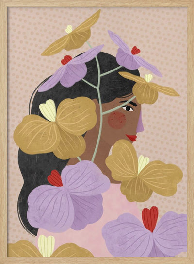 Hidden behind yellow purple flowers - Stretched Canvas, Poster or Fine Art Print I Heart Wall Art