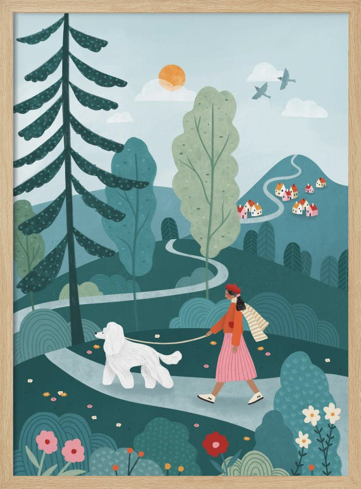 Poodle Walk - Stretched Canvas, Poster or Fine Art Print I Heart Wall Art