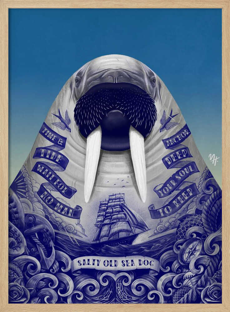 Salty Old Sea Dog - Stretched Canvas, Poster or Fine Art Print